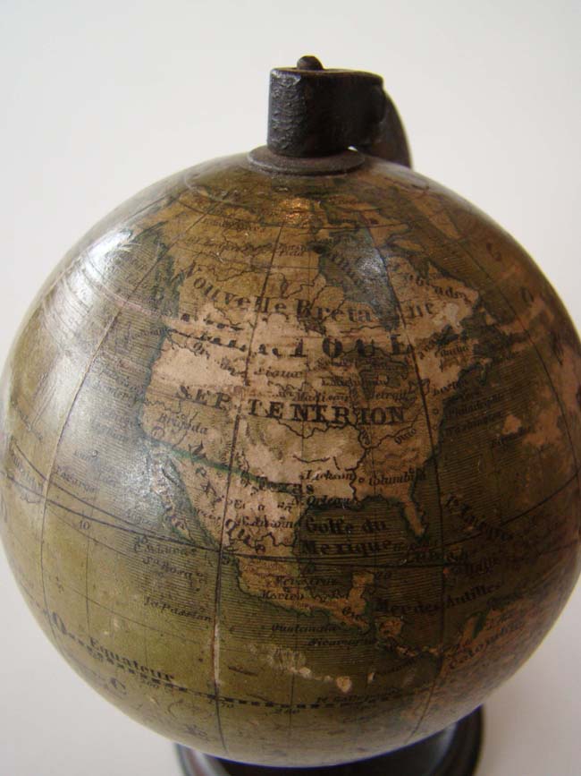 A fine and RARE miniature (4 1/4" diameter) highly dtailed Terrestrial Globe by C. Abel-Klinger of Nuremberg, Germany, circa 1860-1890. — image 2